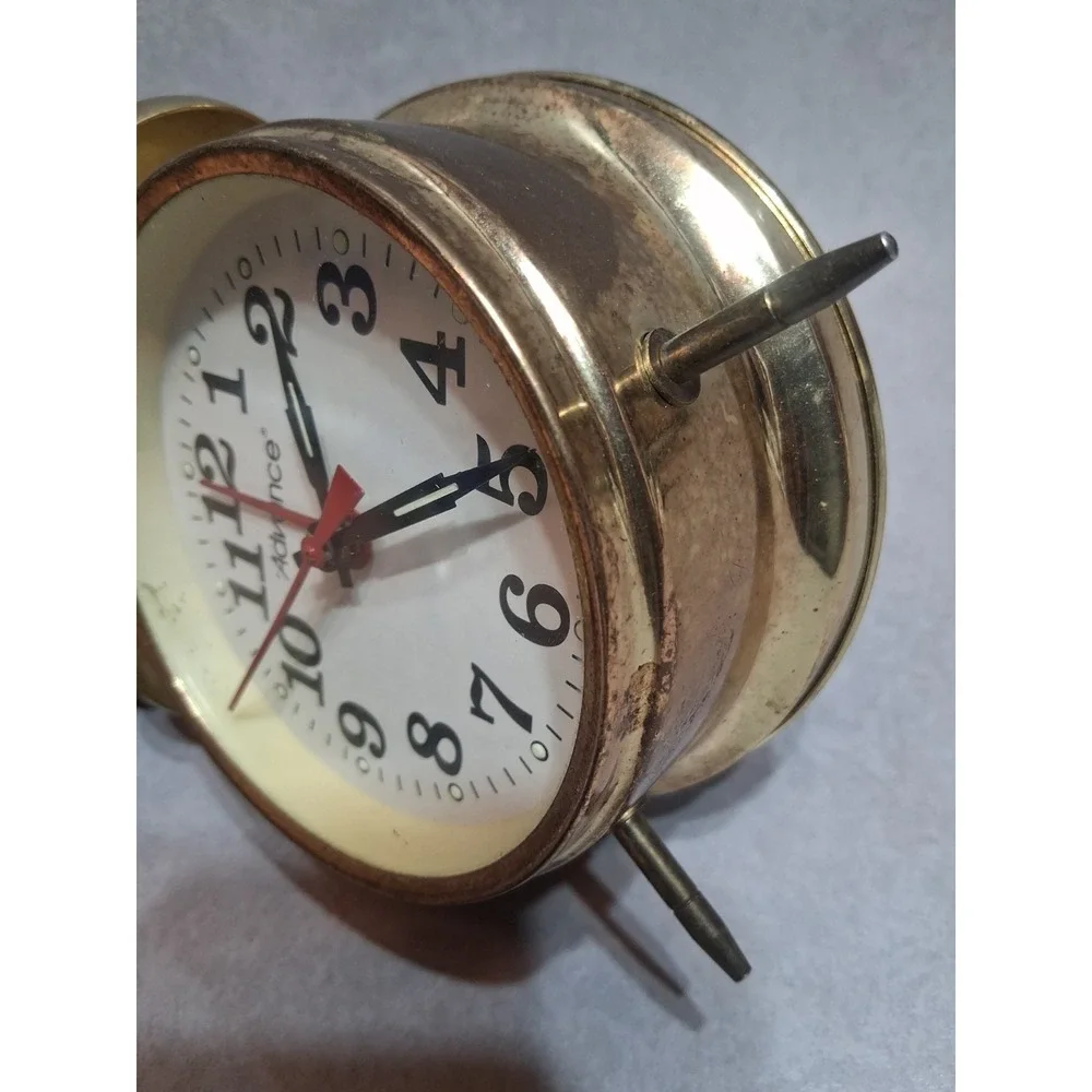 Advance Twin Bell Alarm Clock Gold Vintage Style Metal Loud Alarm Classic